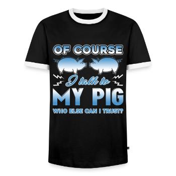 Of Course I Talk To My Pig - Men's Ringer Shirt - black/white - Front - AI Model Female 172 light (172cm) & AI Model Male 178 light (178cm)
