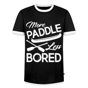 Paddle Boarding More Paddle Less Bored - Men's Ringer Shirt - black/white - Front - AI Model Female 172 light (172cm) & AI Model Male 178 light (178cm)