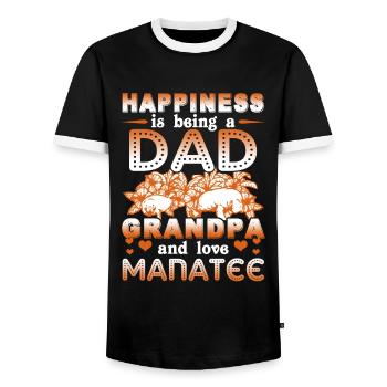 Happiness Is Being A Dad Grandpa And Love Manatee - Men's Ringer Shirt - black/white - Front - AI Model Female 172 light (172cm) & AI Model Male 178 light (178cm)
