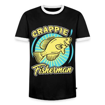 Fishing Crappie Fisherman - Men's Ringer Shirt - black/white - Front - AI Model Female 172 light (172cm) & AI Model Male 178 light (178cm)