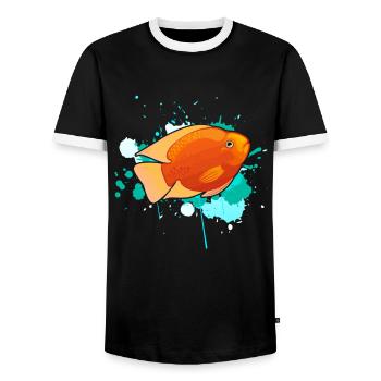 Cute Cichlid Fish - Men's Ringer Shirt - black/white - Front - AI Model Female 172 light (172cm) & AI Model Male 178 light (178cm)