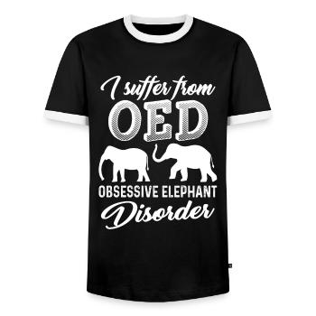 I Suffer From OED Elephant - Men's Ringer Shirt - black/white - Front - AI Model Female 172 light (172cm) & AI Model Male 178 light (178cm)