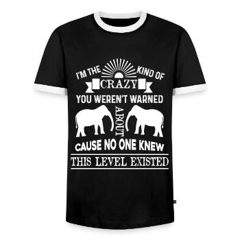 Elephant I am The Kind Of Crazy - Men's Ringer Shirt - black/white - Front - AI Model Female 172 light (172cm) & AI Model Male 178 light (178cm)