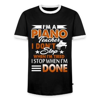 I'm A Piano Teacher - Men's Ringer Shirt - black/white - Front - AI Model Female 172 light (172cm) & AI Model Male 178 light (178cm)