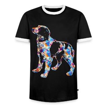 Brittany Spaniel Geometric - Men's Ringer Shirt - black/white - Front - AI Model Female 172 light (172cm) & AI Model Male 178 light (178cm)