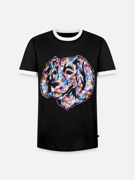 Boykin Spaniel Dog Geometric - Men's Ringer Shirt - black/white