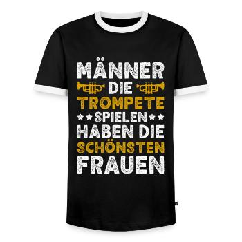 Trompete Männer Trompeter Blasmusik Trompeten - Männer Kontrast-T-Shirt - Schwarz/Weiß - Vorne - AI Model Female 172 light (172cm) & AI Model Male 178 light (178cm)