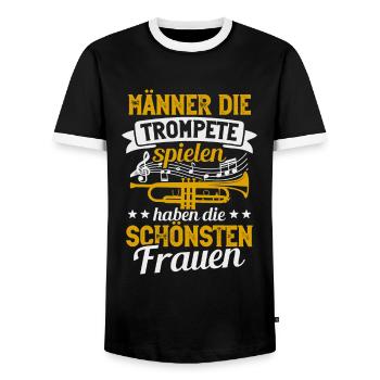 Trompete Männer Trompeter Blasmusik Trompeten - Männer Kontrast-T-Shirt - Schwarz/Weiß - Vorne - AI Model Female 172 light (172cm) & AI Model Male 178 light (178cm)