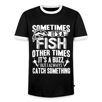 Fishing Sometimes It's A Fish - Men's Ringer Shirt - black/white - Front - AI Model Female 172 light (172cm) & AI Model Male 178 light (178cm)