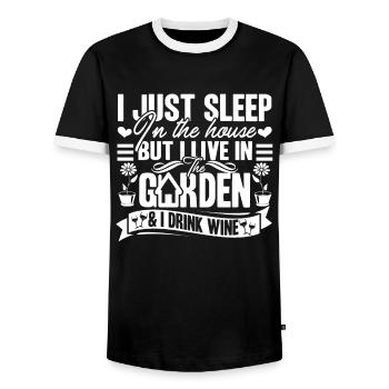 Gardening Live In The Garden - Men's Ringer Shirt - black/white - Front - AI Model Female 172 light (172cm) & AI Model Male 178 light (178cm)