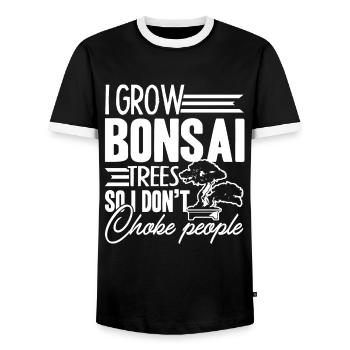 Bonsai I Grow Bonsai - Men's Ringer Shirt - black/white - Front - AI Model Female 172 light (172cm) & AI Model Male 178 light (178cm)