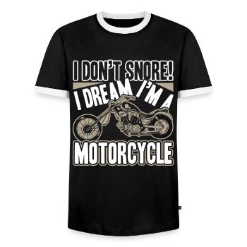 Motorcycle I Dream I am A Motorcycle - Men's Ringer Shirt - black/white - Front - AI Model Female 172 light (172cm) & AI Model Male 178 light (178cm)