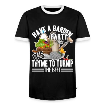 Gardening Party It's Thyme To Turnip The Beet - Men's Ringer Shirt - black/white - Front - AI Model Female 172 light (172cm) & AI Model Male 178 light (178cm)