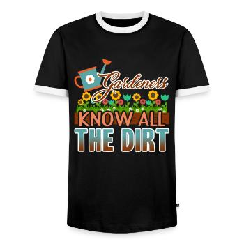 Gardening Gardeners Know All The Dirt - Men's Ringer Shirt - black/white - Front - AI Model Female 172 light (172cm) & AI Model Male 178 light (178cm)