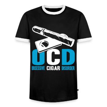 Cigar Smoking Obsessive Cigar Disorder - Men's Ringer Shirt - black/white - Front - AI Model Female 172 light (172cm) & AI Model Male 178 light (178cm)