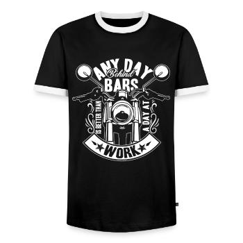 Motorcycle Motorcycle Funny - Men's Ringer Shirt - black/white - Front - AI Model Female 172 light (172cm) & AI Model Male 178 light (178cm)