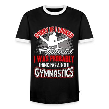 Gymnastic Thinking About Gymnastics - Men's Ringer Shirt - black/white - Front - AI Model Female 172 light (172cm) & AI Model Male 178 light (178cm)