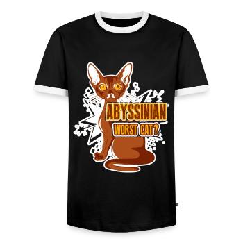Abyssinian Worst Cat - Men's Ringer Shirt - black/white - Front - AI Model Female 172 light (172cm) & AI Model Male 178 light (178cm)