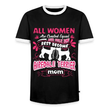 Only The Best Become Airedale Terrier Mom - Men's Ringer Shirt - black/white - Front - AI Model Female 172 light (172cm) & AI Model Male 178 light (178cm)