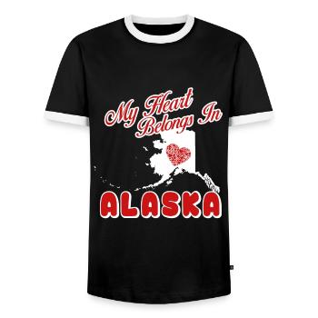 My Heart Belongs In Alaska - Men's Ringer Shirt - black/white - Front - AI Model Female 172 light (172cm) & AI Model Male 178 light (178cm)