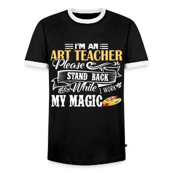 Art Teacher I am An Art Teacher - Men's Ringer Shirt - black/white - Front - AI Model Female 172 light (172cm) & AI Model Male 178 light (178cm)