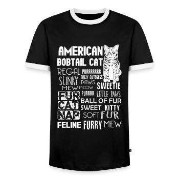 Funny Facts About American Bobtail Cat - Men's Ringer Shirt - black/white - Front - AI Model Female 172 light (172cm) & AI Model Male 178 light (178cm)