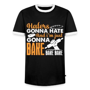 Baking Baker Gonna Bake - Men's Ringer Shirt - black/white - Front - AI Model Female 172 light (172cm) & AI Model Male 178 light (178cm)