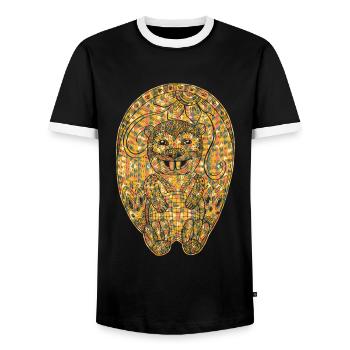 Beaver Geometric - Men's Ringer Shirt - black/white - Front - AI Model Female 172 light (172cm) & AI Model Male 178 light (178cm)