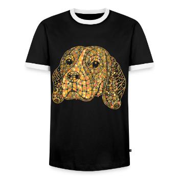 Cute Beagle Geometric - Men's Ringer Shirt - black/white - Front - AI Model Female 172 light (172cm) & AI Model Male 178 light (178cm)