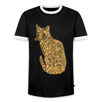 Bengal Cat Geometric - Men's Ringer Shirt - black/white - Front - AI Model Female 172 light (172cm) & AI Model Male 178 light (178cm)