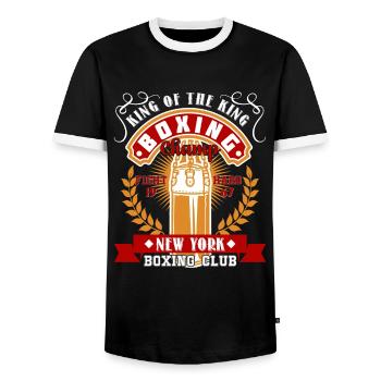 Boxing Champ King Of The King - Men's Ringer Shirt - black/white - Front - AI Model Female 172 light (172cm) & AI Model Male 178 light (178cm)