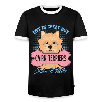 Cairn Terriers Make Life Better - Men's Ringer Shirt - black/white - Front - AI Model Female 172 light (172cm) & AI Model Male 178 light (178cm)