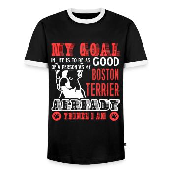 Try To Be A Good Boston Terrier - Men's Ringer Shirt - black/white - Front - AI Model Female 172 light (172cm) & AI Model Male 178 light (178cm)