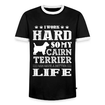 I Work Hard For My Cairn Terrier - Men's Ringer Shirt - black/white - Front - AI Model Female 172 light (172cm) & AI Model Male 178 light (178cm)