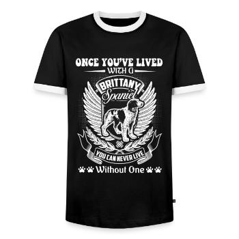 Once You've Lived With A Brittany Spaniel - Men's Ringer Shirt - black/white - Front - AI Model Female 172 light (172cm) & AI Model Male 178 light (178cm)
