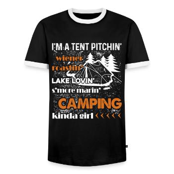 Camping I am A Camping Kinda Girl - Men's Ringer Shirt - black/white - Front - AI Model Female 172 light (172cm) & AI Model Male 178 light (178cm)