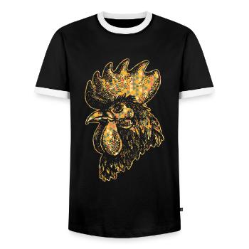Chicken Geometric - Men's Ringer Shirt - black/white - Front - AI Model Female 172 light (172cm) & AI Model Male 178 light (178cm)