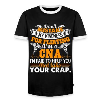 CNA I am A CNA - Men's Ringer Shirt - black/white - Front - AI Model Female 172 light (172cm) & AI Model Male 178 light (178cm)