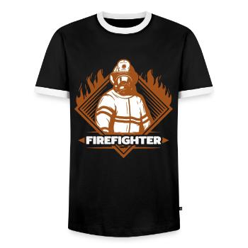 Firefighter Firefighter Pride - Men's Ringer Shirt - black/white - Front - AI Model Female 172 light (172cm) & AI Model Male 178 light (178cm)