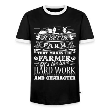 Farmer Funny Farming It's The Love Hard Work - Men's Ringer Shirt - black/white - Front - AI Model Female 172 light (172cm) & AI Model Male 178 light (178cm)