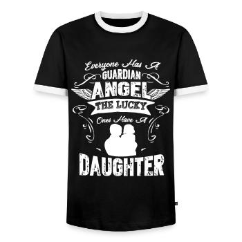 Daughter Guardian Angel - Men's Ringer Shirt - black/white - Front - AI Model Female 172 light (172cm) & AI Model Male 178 light (178cm)
