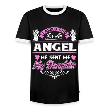 Daughter Is My Angel - Men's Ringer Shirt - black/white - Front - AI Model Female 172 light (172cm) & AI Model Male 178 light (178cm)