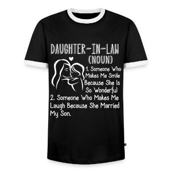 Daughter In Law Definition - Men's Ringer Shirt - black/white - Front - AI Model Female 172 light (172cm) & AI Model Male 178 light (178cm)