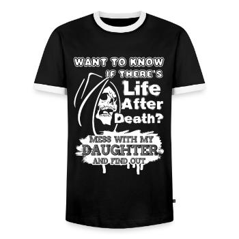 Don't Mess With My Daughter - Men's Ringer Shirt - black/white - Front - AI Model Female 172 light (172cm) & AI Model Male 178 light (178cm)