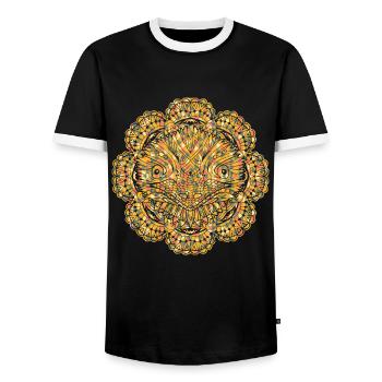 Emu Geometric - Men's Ringer Shirt - black/white - Front - AI Model Female 172 light (172cm) & AI Model Male 178 light (178cm)