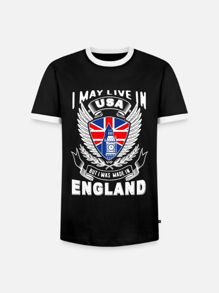 I May Live In USA But I Was Made In England - Men's Ringer Shirt - black/white