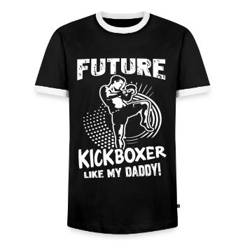 Kickboxing Future Kickboxer Like My Daddy - Men's Ringer Shirt - black/white - Front - AI Model Female 172 light (172cm) & AI Model Male 178 light (178cm)
