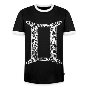 Gemini Zodiac Horoscope - Men's Ringer Shirt - black/white - Front - AI Model Female 172 light (172cm) & AI Model Male 178 light (178cm)