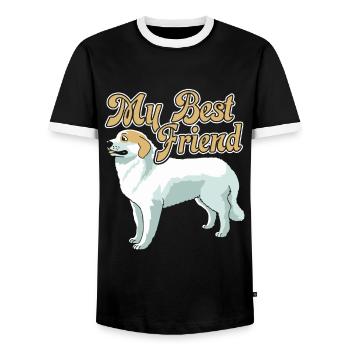 Great Pyrenees Is My Best Friend - Men's Ringer Shirt - black/white - Front - AI Model Female 172 light (172cm) & AI Model Male 178 light (178cm)
