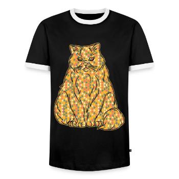 Himalayan Cat Himalayan Cat Geometric - Men's Ringer Shirt - black/white - Front - AI Model Female 172 light (172cm) & AI Model Male 178 light (178cm)